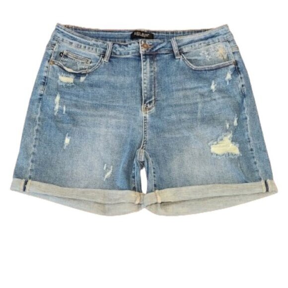 Judy Blue High-Waist Distressed Denim Shorts - Picture 2 of 5